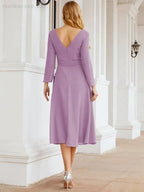 Bridesmaid Dress V-Back Waist Belt Mother of the Bride Wedding Guest SY28031 by numbersea