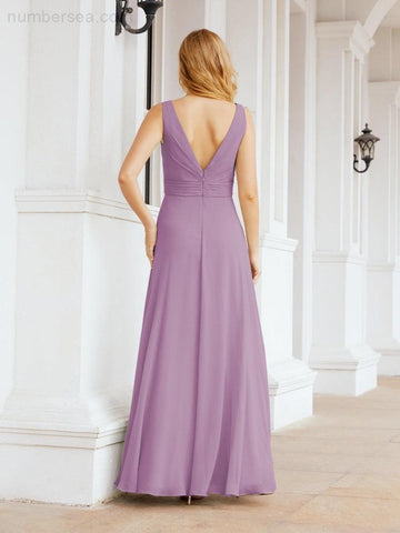 Numbersea Bridesmaid Dresses for Wedding Ruffles Long Formal Prom Gowns 28039