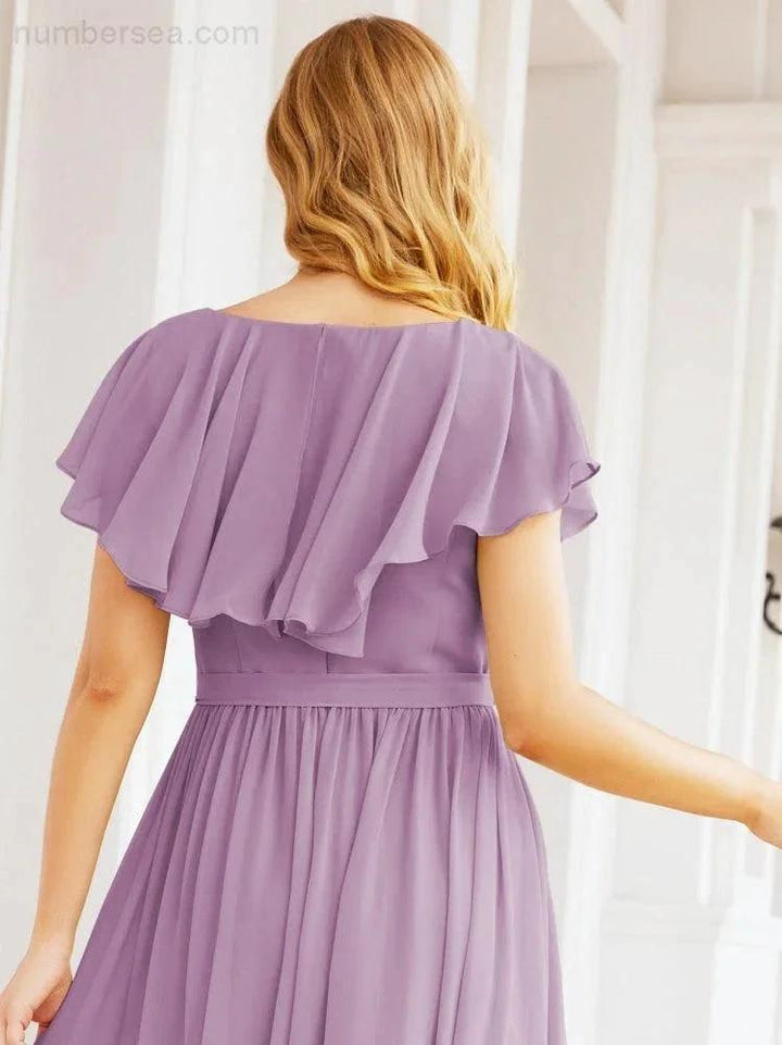 Bridesmaid Dresses with Flutter Sleeves Formal Evening Party Prom Gowns 28044 by numbersea