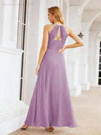 Vestidos de Damas de Honra Numbersea com Alças Duplas de Espaguete para Mulher Vestido Longo Formal para Festa com Fenda Lateral 28051