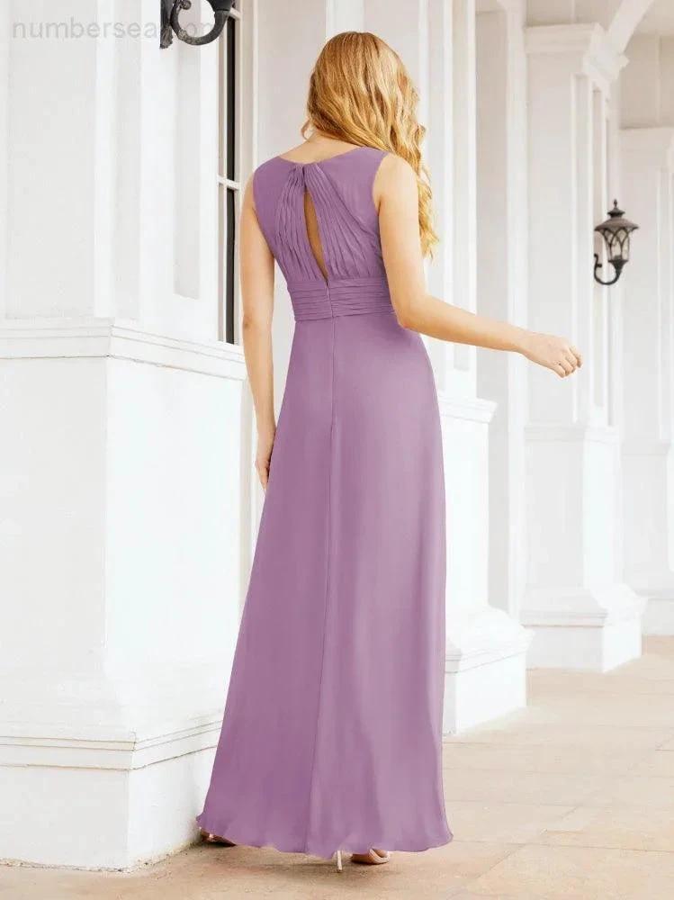 Formal Prom Gown Elegant V-Neck Sleeveless Bridesmaid Dresses for Wedding Party 28037 by numbersea