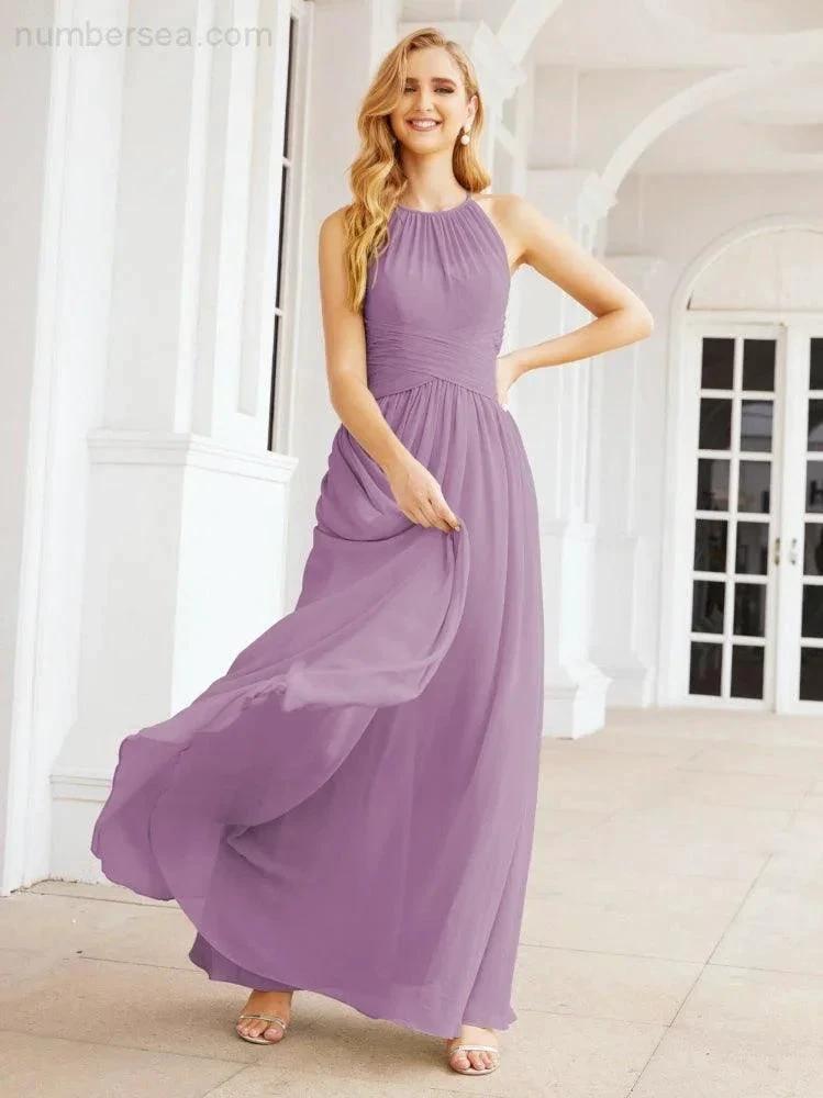Numbersea Sleeveless Bridesmaid Dresses Long Prom Gown Zipper with Keyhole Back 28056 by numbersea