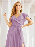 Bridesmaid Dresses with Flutter Sleeves Formal Evening Party Prom Gowns 28044 by numbersea