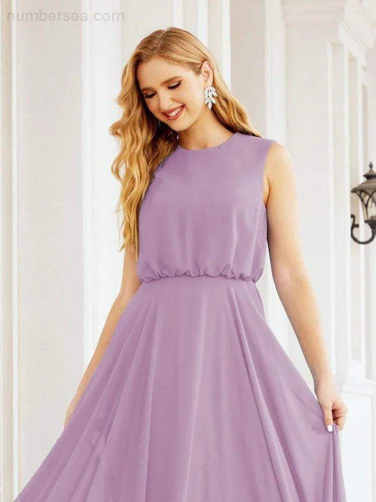 Numbersea Sleeveless Long Bridesmaid Dress A line Formal Evening Prom Gown 28025