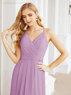 Numbersea Spaghetti Strap Bridesmaid Dresses V-Neck Long A-Line Formal Prom Gowns 28063 by numbersea