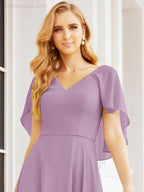 Numbersea Bridesmaid Dresses for Wedding Formal Evening Party Prom Gown with Cape 28050