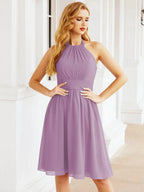 Numbersea Halter Chiffon Bridesmaid Dresses Short Sleeveless Formal Party Dress Open Back 28023 by numbersea