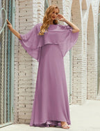 Sunnderly Bridesmaid Dress Women Long Sleeve V-Neck Chiffon Formal Wedding Party Dress SY28018 by numbersea