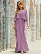 Sunnderly Bridesmaid Dress Women Long Sleeve V-Neck Chiffon Formal Wedding Party Dress SY28018 by numbersea