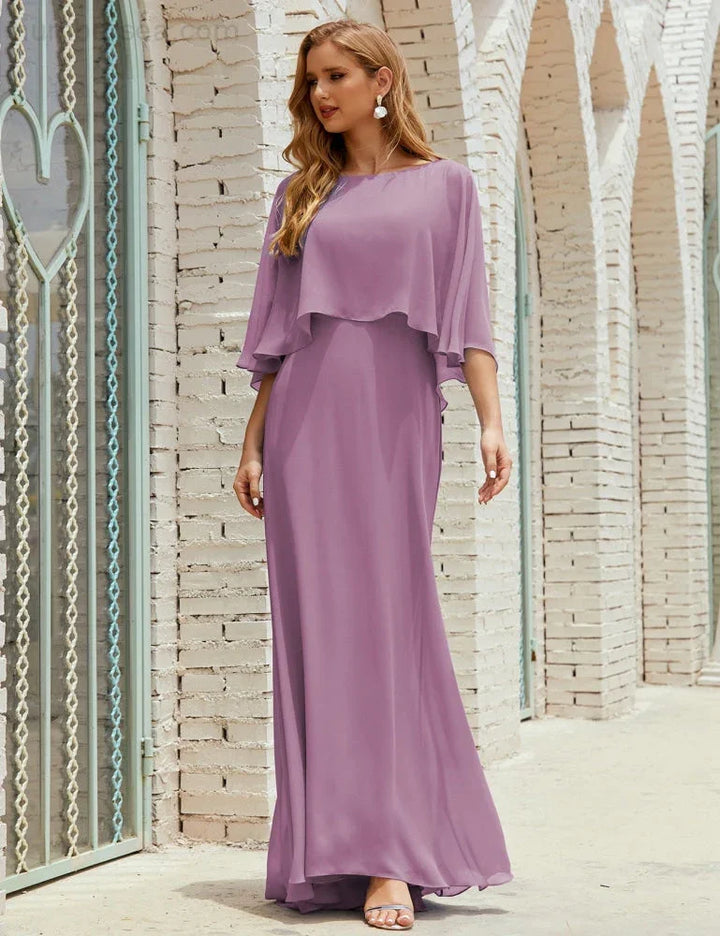 Sunnderly Bridesmaid Dress Women Long Sleeve V-Neck Chiffon Formal Wedding Party Dress SY28018 by numbersea