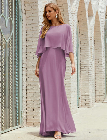 Sunnderly  Bridesmaid Dress Women Long Sleeve V-Neck Chiffon Formal Wedding Party Dress SY28018