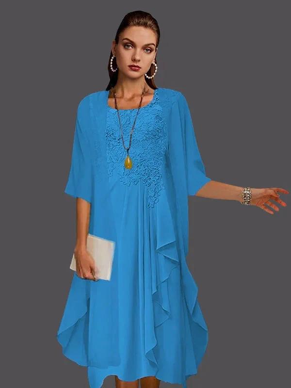 Two Piece A-Line Chiffon Lace Sleeveless Jacket Dresses with Pleats Appliques by Dreamylily