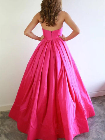 Sloane | Schickes A-Linie Sweetheart Fuchsia Ballkleid Satin Ballkleid Abendkleid