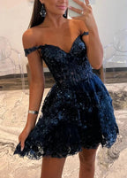 A-Line Sweetheart Tiered Short Homecoming Dress by KissProm