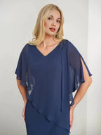Sheath/Column V-Neck Mother of the Bride Dresses with Beading & Split Side by Dreamylily