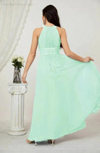 Numbersea Formal Party Gown Dress Chiffon Halter Long Sleeveless Bridesmaid Dresses 2802 by numbersea