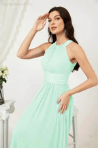 Numbersea Formal Party Gown Dress Chiffon Halter Long Sleeveless Bridesmaid Dresses 2802 by numbersea