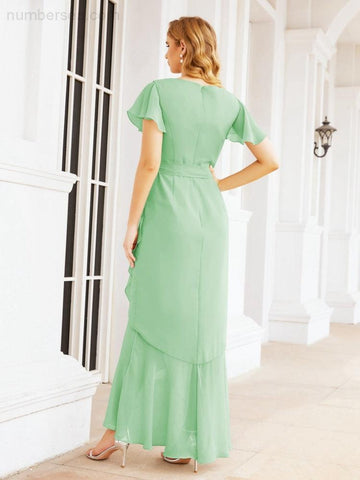 Numbersea Ruffled Bridesmaid Dresses Mermaid Formal Violin Evening Party Prom Gowns 28042