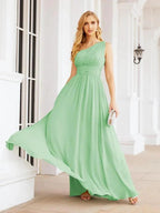 Numbersea One Shoulder Bridesmaid Dresses Long Maxi Formal Evening Party Prom Gowns 28061 by numbersea