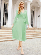 Bridesmaid Dress V-Back Waist Belt Mother of the Bride Wedding Guest SY28031 by numbersea