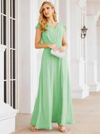 Sunnderly Bridesmaid Dresses Cape Formal Prom Dress Open Back Gowns for Mother of The Bride SY28058 by numbersea