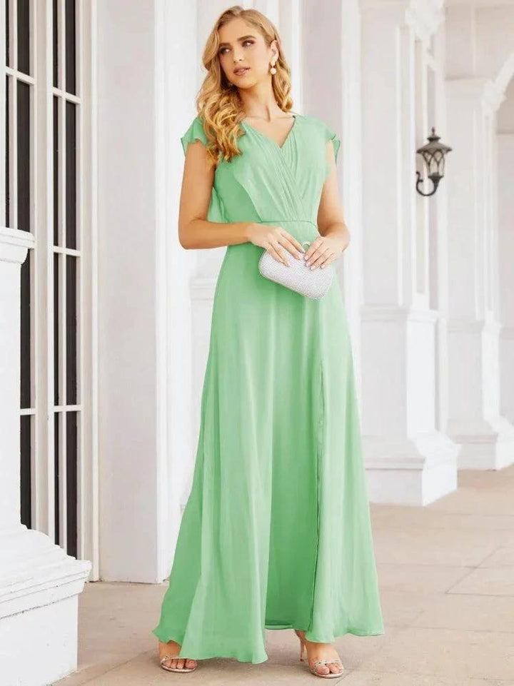 Sunnderly Bridesmaid Dresses Cape Formal Prom Dress Open Back Gowns for Mother of The Bride SY28058 by numbersea