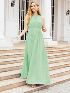 Numbersea Halter Bridesmaid Dress Empire Waist Formal Evening Prom Gown for Mother of The Bride 28030 by numbersea