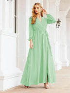 Sunnderly Women's Chiffon Bridesmaid Dress A line Long Sleeves Formal Evening Prom Gown for Wedding Guest SY28032 by numbersea