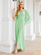 Numbersea Bridesmaid Dresses with Split for Wedding Party Flutter Sleeves 28045 by numbersea