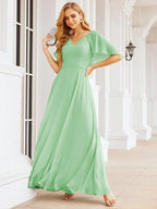 Numbersea Bridesmaid Dresses for Wedding Formal Evening Party Prom Gown with Cape 28050