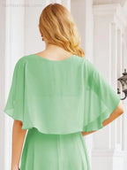 Numbersea Bridesmaid Dresses for Wedding Formal Evening Party Prom Gown with Cape 28050