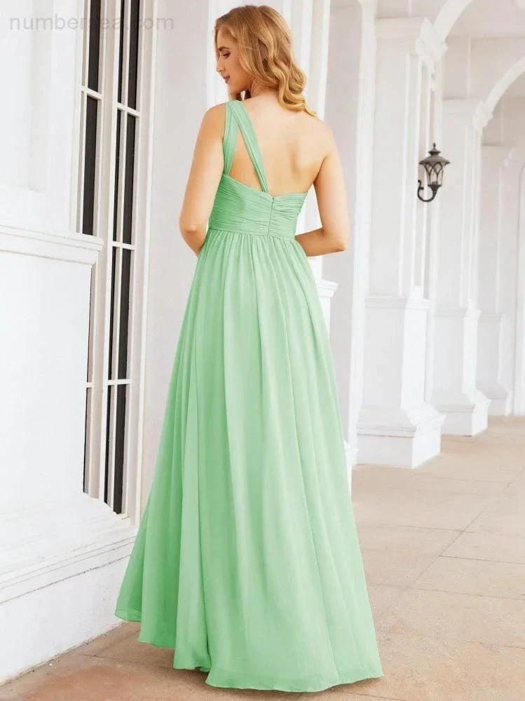 Numbersea One Shoulder Bridesmaid Dresses Long Maxi Formal Evening Party Prom Gowns 28061 by numbersea