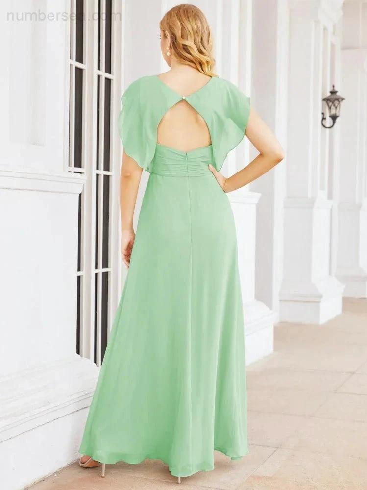 Sunnderly Bridesmaid Dresses Cape Formal Prom Dress Open Back Gowns for Mother of The Bride SY28058 by numbersea