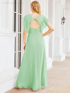 Sunnderly Bridesmaid Dresses Cape Formal Prom Dress Open Back Gowns for Mother of The Bride SY28058 by numbersea