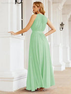 Numbersea Halter Bridesmaid Dress Empire Waist Formal Evening Prom Gown for Mother of The Bride 28030 by numbersea