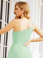 Numbersea Women's One Shoulder Formal Prom Gowns for Mother of The Bride Side Slit Bridesmaid Dresses 28052 by numbersea