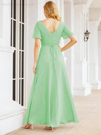 Numbersea Formal Prom Gowns for Mother of The Bride Short Sleeves Bridesmaid Dress 28049 by numbersea