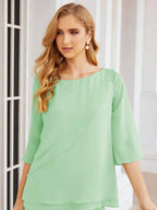 Sunnderly Elegant 2 Piece Mother of The Bride Dress Plus Size Pant Suits Ruffle Layers Sliver Housecoat SY28064 by numbersea