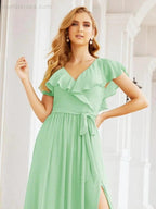 Bridesmaid Dresses with Flutter Sleeves Formal Evening Party Prom Gowns 28044 by numbersea