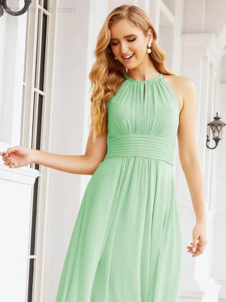 Numbersea Keyhole Bridesmaid Dresses Sleeveless Formal Evening Party Prom Gowns 28043 by numbersea