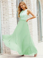 Lace Bridesmaid Dress Floor Length Evening Gowns with Pockets 28017 by numbersea