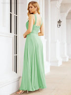 Numbersea Abiti da damigella incrociati con collo all'americana per festa, matrimonio, sera, ballo di fine anno, abiti lunghi da ballo 28053