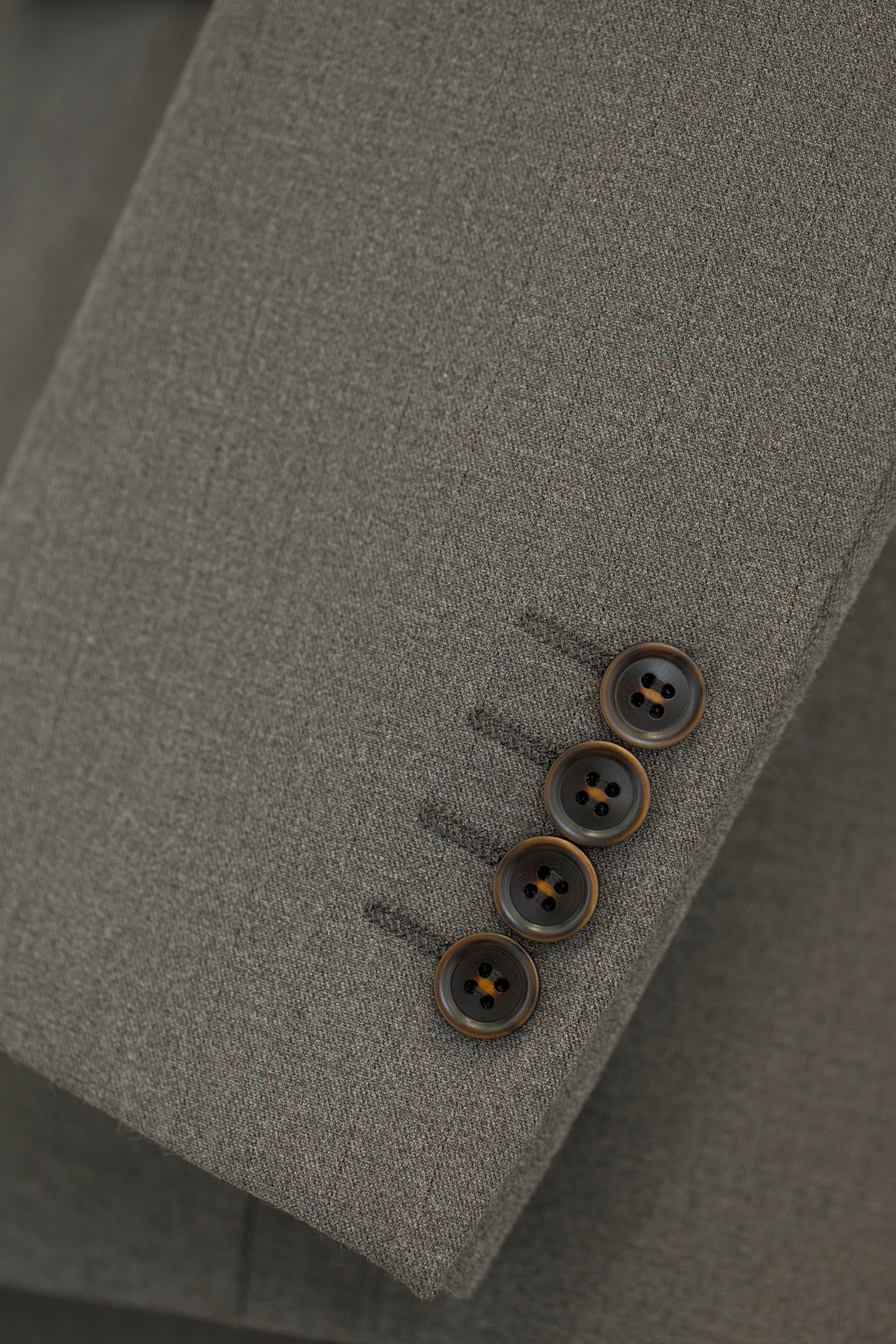 Three-Piece Solid Taupe Grey Wool Suit | Tailored Formal Groom & Business Suit by 男装