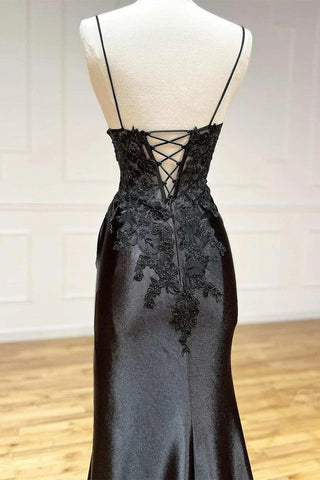 Vestido de fiesta negro tubo largo con apliques