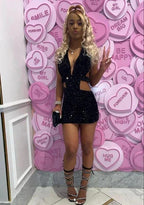 Black Sequins Waist Cut Club Dress Cute Black Homecoming Dress Y329 by simplepromdress