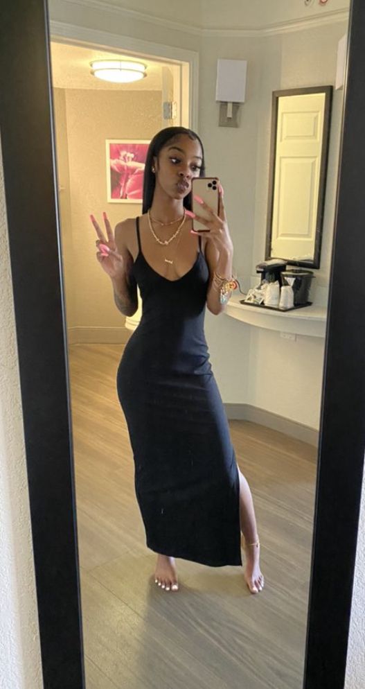 Spaghetti Straps Black Maxi Dress Sexy Evening Dress Y320 Main Image