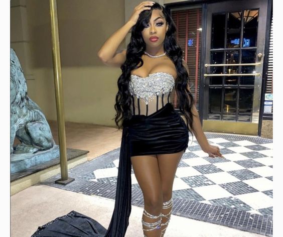 18th Birthday Outfit Black Velvet Sheath Homecoming Dresses, Custom Made Party Dresses Y323 Main Image