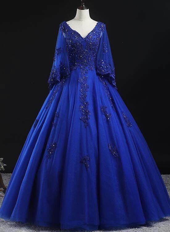 Royal Blue Ball Gown Lace Applique Quinceanera dresses Sweet 16 Dress Y315 by simplepromdress