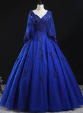 Royal Blue Ball Gown Lace Applique Quinceanera dresses Sweet 16 Dress Y315 by simplepromdress