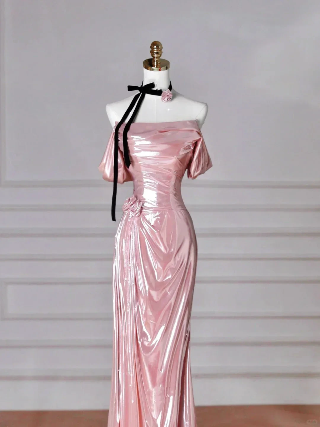 Gorgeous Pink Off The Shoulder Satin Mermaid Long Prom Dress Evening Dress Y8630 by simplepromdress